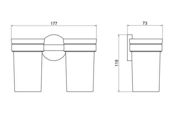 Стакан с держателем Aquatek Европа двойной, с держателем, настенный, латунь/стекло/нержавеющая сталь для зубных щеток в ванную/туалет/душевую кабину, цвет шлифованное золото