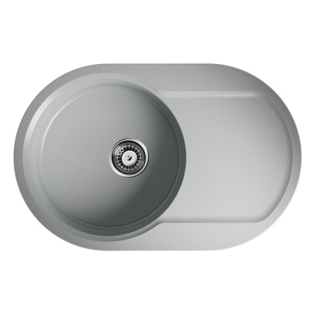 Мойка кухонная Omoikiri Manmaru 78-GR, 51х78 см, врезная, из искусственного гранита (Artgranit), овальная, цвет ленинградский серый, без отверстия под смеситель, с крылом, оборачиваемая, слив-перелив, врезная в столещницу, для кухни