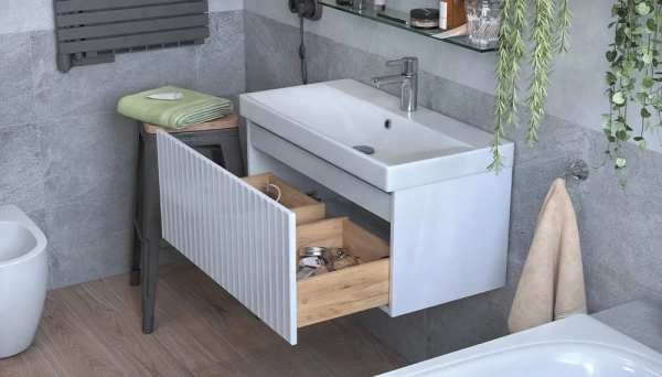 Тумба под раковину Velvex Compo 800-0-1, 804х390х343 мм подвесная, цвет белый глянец, 1 выдвижной ящик, подходит раковина 9696-80, универсальная, в ванную комнату