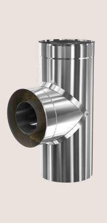 Тройник-сэндвич DN150/200, 90° градусов Теплодар Профи, для дымохода, из нержавейки (внутренняя труба: 0.8 мм AISI 439, внешняя: 0.5 мм AISI 430)