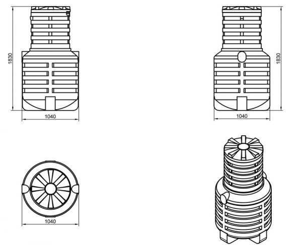 Емкость (бак) Термит ДПВ 1200 литров, подземная, пластиковая для воды, нефтепродуктов (резервуар) вертикальная