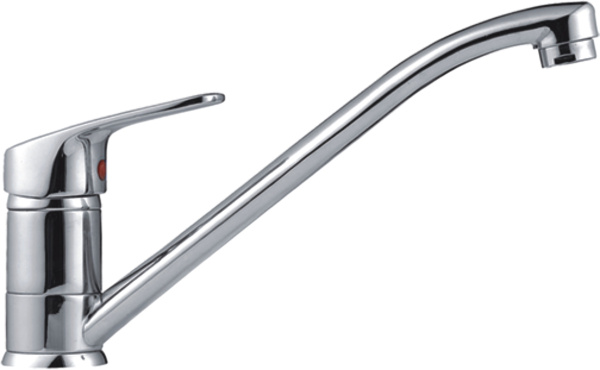 Смеситель для кухни/мойки HAIBA однозахватный, поворотный, латунный, с высоким изливом, длина 237 мм, латунь, цвет хром