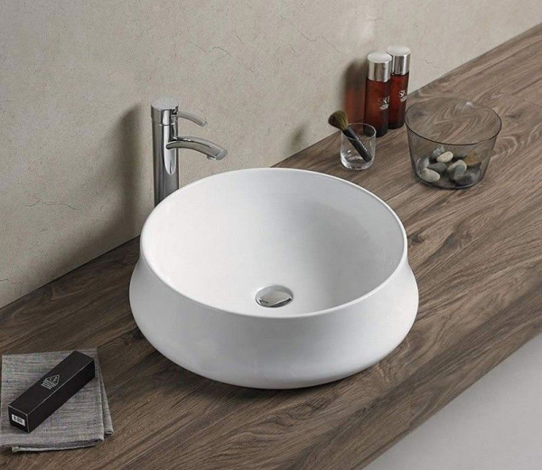 Раковина для ванной CeramaLux 9426 50х16х50 накладная, круглая, керамическая/фарфоровая, цвет белый, без отверстия под смеситель, без слива-перелива