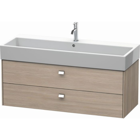 Тумба под раковину Duravit Brioso, 122х47,9x55,3 см, подвесная, 2 выдвижных ящика, ДСП, цвет: сосна серебристая/хром, шкафчик навесной, механизм доводчика, прямоугольная, правая/левая, в ванную комнату