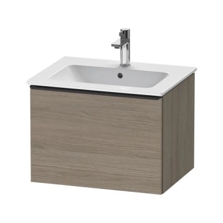 Тумба под раковину Duravit D-Neo, 61х46,2х44 см, подвесная, 1 выдвижной ящик, ДСП, цвет: дуб терра, шкафчик навесной, прямоугольная, правая/левая, в ванную комнату
