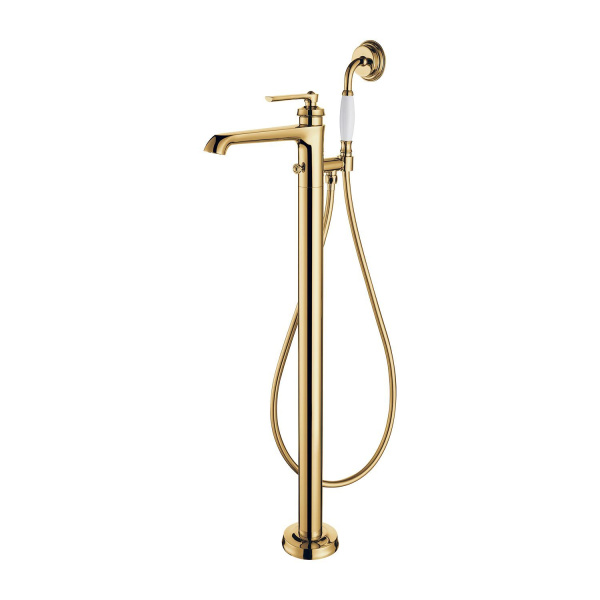Смеситель для ванны  отдельностоящий OMNIRES ARMANCE однорычажный, неповоротный, керамический, длина 230 мм, латунь, цвет золото