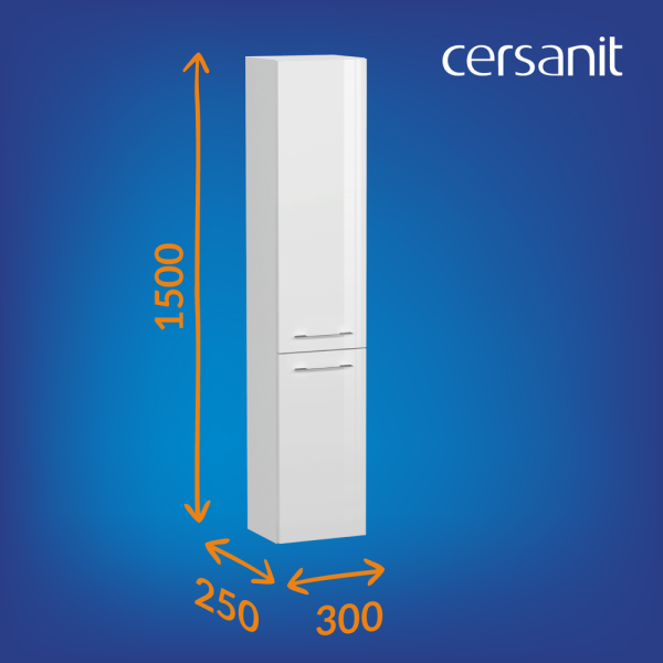 Пенал Cersanit LARA 30 подвесной, (правый/левый/универсальный), с распашными дверцами, цвет белый, в ванную комнату