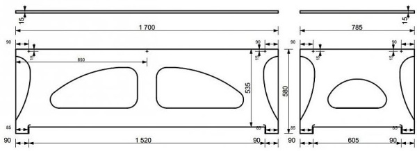 Панель фронтальная Эстет Дельта 170 см, для ванны, ABS-пластик, цвет: белый матовый, (экран для ванны) прямоугольный, лицевая панель, универсальная