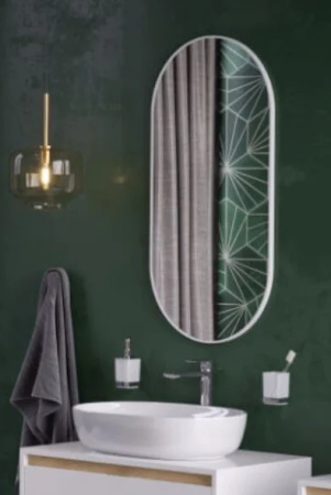 Зеркало Excellent Revia, 100х50 см, без подсветки, овальное, цвет рамы- белый матовый, для ванны, навесное/подвесное/настенное