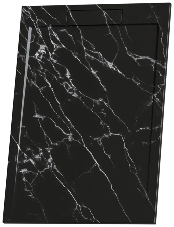 Душевой поддон RGW STL MB, 80х160х3,5 см, прямоугольный, из искусственного камня, низкий, цвет: черный мрамор, с антискользящим покрытием, с бортиком