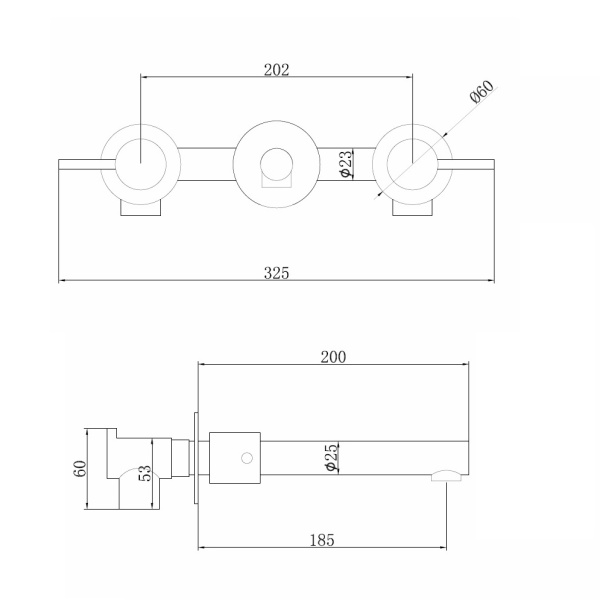 Смеситель для раковины/умывальника ABBER Emotion, настенный/скрытого монтажа, двухвентильный, округлый, неповоротный, длина излива 185 мм, латунь, цвет никель