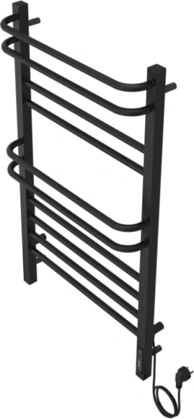 Полотенцесушитель Aquatek Бетта электрический П10 500х900 мм черный муар, нержавеющая сталь, лесенка, электропровод с вилкой