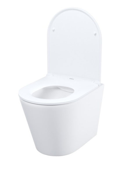 Унитаз подвесной IDDIS Calipso горизонтальный (прямой, в стену) выпуск, безободковый, с быстросьемным сиденьем микролифт, с крышкой (сиденье) дюропласт, цвет белый CALRNSEi25