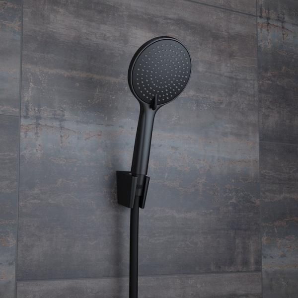 Душевая лейка IDDIS Optima Home, круглая, с 3 режимами, размер 116 мм, ABS-пластик, цвет черный матовый, для душа/ванной