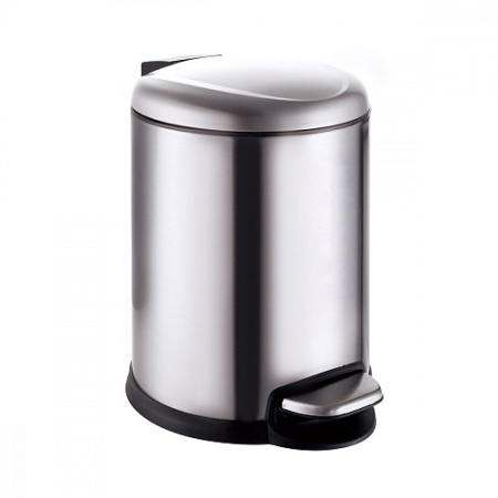 Ведро для мусора Azario, с педалью, с крышкой, с плавным закрыванием, 5 л, напольное, нержавеющая сталь/пластик, форма круглая, для туалета/ванной/кухни, цвет хром