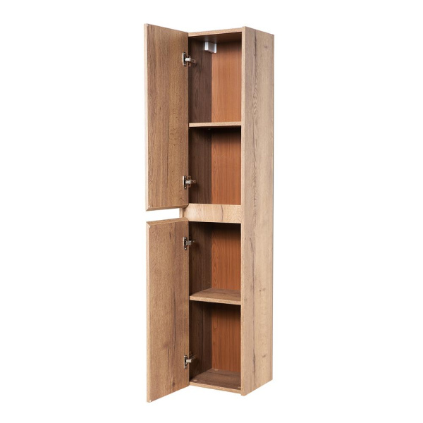 Пенал BelBagno Kraft, 33х30х160 см, подвесной, левый, 2 распашные двери/2 полки внутри, механизм доводчика, цвет дуб табак, в ванную комнату