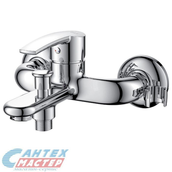 Смеситель для ванны/душа D&K Valerius Rhein однорычажный, керамический, настенный, излив короткий литой 166 мм, латунь хром, горизонтальный, фиксированный, однорукий, кран, комплект, сантехника, размер, характеристики, высота, расстояние (Д&K)