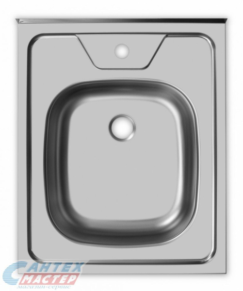 Мойка Ukinox Стандарт, 50х60 см, толщина 0.6 мм, накладная, нержавеющая сталь, прямоугольная, цвет матовая, отверстие под смеситель, для кухни, прямая, встроенная/встраиваемая