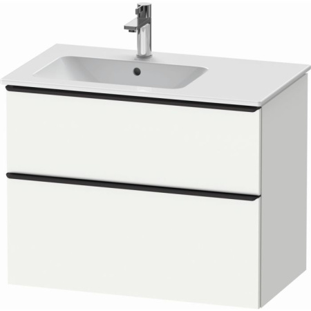 Тумба под раковину Duravit D-Neo, 81х46,2х62,5 см, подвесная, 2 выдвижных ящика, ДСП, цвет: белый матовый, шкафчик навесной, прямоугольная, правая/левая, для раковины ME by Starck # 234683, в ванную комнату
