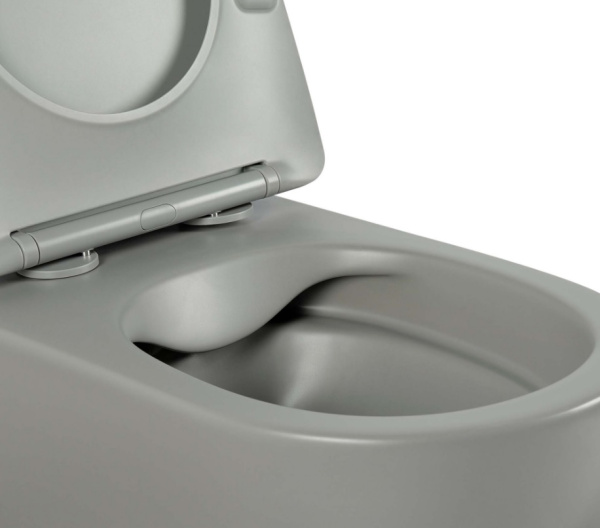 Унитаз подвесной Aquatek Европа, серый матовый, горизонтальный (в стену) выпуск, с быстросъемным сиденьем микролифт, дюропласт, безободковый, под скрытый бачок