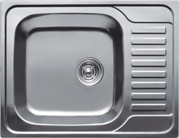 Мойка кухонная HAIBA 58х48,5 см, матовая сталь, с левым крылом,  встраиваемая, из нержавеющей стали, прямоугольная, цвет хром, без отверстия под смеситель, без слива-перелива, для кухни