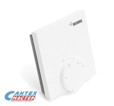 Терморегулятор  Rehau Е 230 В тепла, для систем электрического теплого пола (слоновая кость) программируемый, механический, аналоговый, с датчиком температуры, встраиваемый в рамку