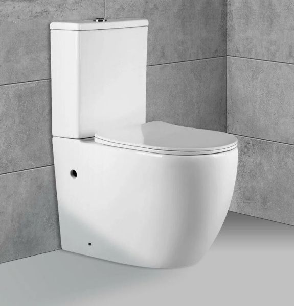 Унитаз-компакт Vincea Evo 61х37х81 см, напольный, цвет белый, фарфор, овальный, горизонтальный (прямой) выпуск, механизм слива Geberit, двухрежимный слив, антивсплеск