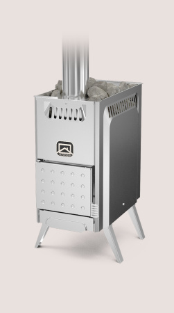 Печь Горный Алтай ТЕПЛОДАР 70м³, портативная/мобильная баня/походная, отопительная, с открытой каменкой, напольная, складные ножки, дверца глухая, на дровах, для бани/палатки