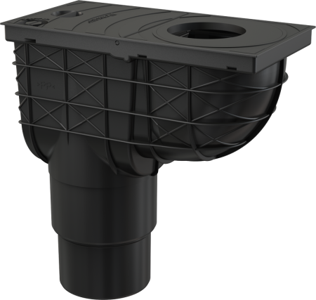 Ливнеотвод Alcaplast AGV4 300х155/125/110 сток прямой, черный, для отвода дождевой воды