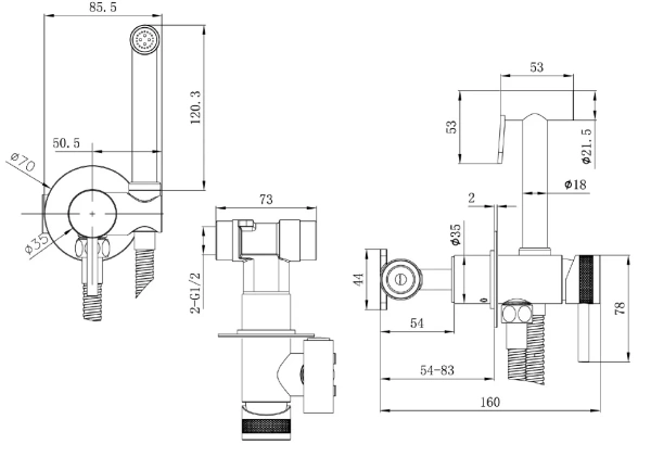 Смеситель с гигиеническим душем Allen Brau Priority встраиваемый, однорычажный, керамический, без излива, с гибким шлангом/лейкой, латунь, цвет черный матовый