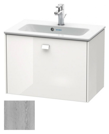 Тумба под раковину Duravit Brioso, 62х47,9х45 см, подвесная, 1 выдвижной ящик, ДСП, цвет: сосна серебристая/хром, шкафчик навесной, механизм доводчика, прямоугольная, правая/левая, в ванную комнату