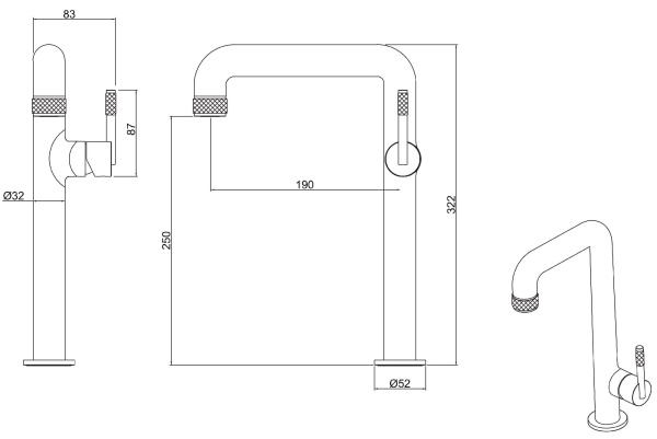Смеситель для раковины/умывальника Allen Brau Reality однорычажный, цвет хром, неповоротный, фиксированный, высокий, излив длина 190 мм высота 250 мм, латунь