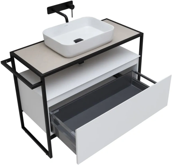 Тумба под раковину Allen Brau Priority 100, напольная, 1000х450х750 мм 1 выдвижной ящик, цвет белый матовый, прямоугольная, в ванную комнату, стиль лофт