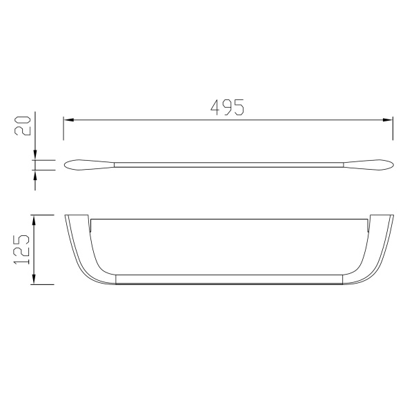 Полка стеклянная ABBER Nord одинарная, 495 мм нержавеющая сталь/стекло, настенная, для ванных принадлежностей, под зеркало, в ванную/туалет/душевую кабину, цвет стекло прозрачное/сатин AA1555SP