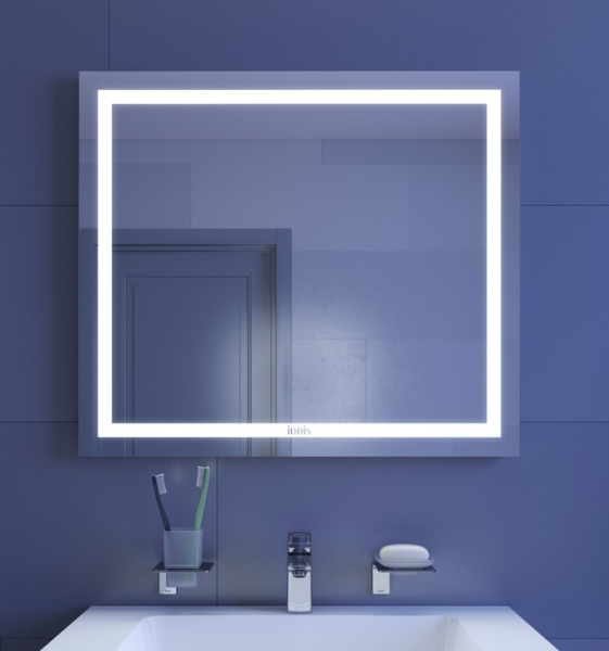 Зеркало IDDIS Zodiac, 80х70 см, с LED/ЛЕД-подсветкой, прямоугольное,  с антизапотеванием, выключатель механическйий, вертикальное, для ванны, навесное/подвесное/настенное