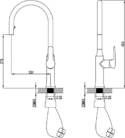 Смеситель для кухни/мойки Smart однорычажный, керамический, с высоким поворотным изливом, с вытяжной лейкой, латунь, цвет хром, SM134037AA