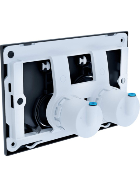 Кнопка смыва Aquatek Pneumo S прямоугольная, цвет оружейная сталь матовая, пластик, клавиша управления (клавиши круглые) для сливного бачка, инсталляции унитаза, двойная, пневматическая, панель, размер 245х165х14 мм