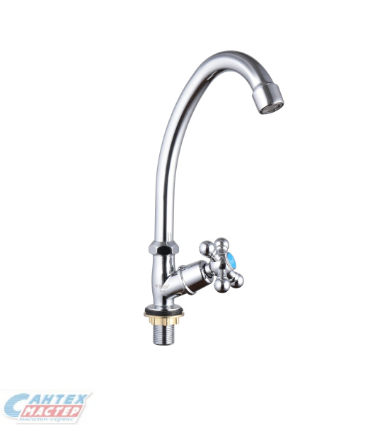 Смеситель для кухни/мойки G-lauf однорычажный, поворотный, керамический, с высоким изливом, длина 127 мм, латунь, цвет хром, кухонный, хромированный, вертикальный, однорукий, одноручный, однозахватный, одноручковые, кран, комплект, сантехника