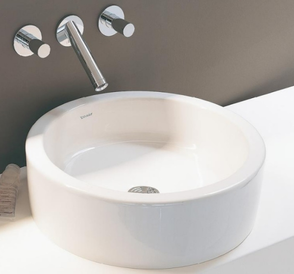 Раковина DURAVIT Starck 1 WonderGliss, 46х46х14,5 см, накладная, круглая, санфарфор, цвет белый, без отверстия/площадки под смеситель, антигрязевое покрытие, без перелива