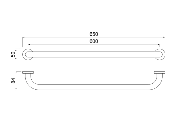 Поручень для душа/ванны Aquatek AQ4996BGM настенный, 650 мм латунь, округлый, для душа/ванны, душевой, цвет оружейная сталь