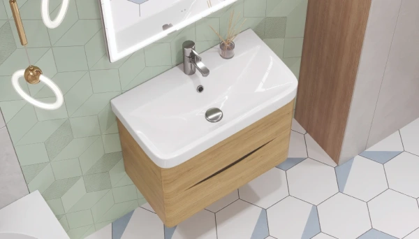 Тумба под раковину Velvex Clay 500-0-2, 486х342х409 мм подвесная, цвет рустик соломенный, 2 выдвижных ящика, подходит раковина 9595-50, универсальная, в ванную комнату