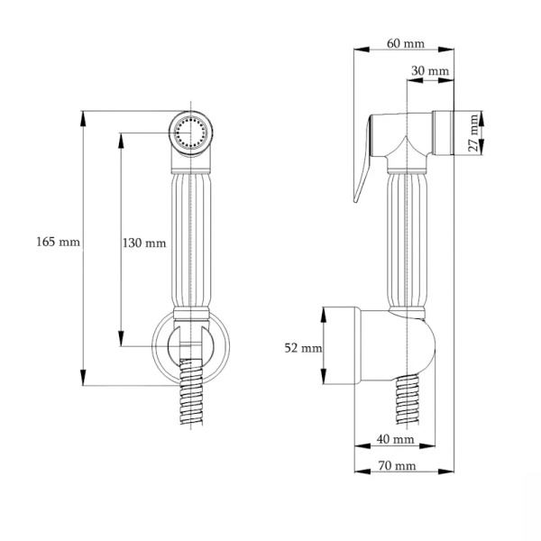 Гигиеническая лейка Splenka S460.03 ручная, округлая, 1 режим, цвет хром, пластик, однорежимная, для биде, к смесителю