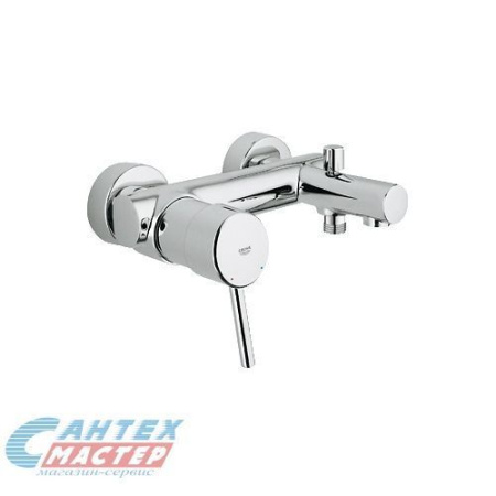 Смеситель для ванны/душа Grohe Concetto однорычажный, керамический, настенный, излив фиксированный 156 мм, латунь, цвет хром, короткий, универсальный, горизонтальный, рычажный, кран, комплект, сантехника, размер, характеристики, высота, расстояние