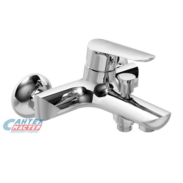 Смеситель для ванны/душа Iddis Cuba однорычажный, керамический, настенный, излив поворотный 158 мм, латунь, цвет хром, короткий, универсальный, горизонтальный, рычажный, кран, комплект, сантехника, размер, характеристики, высота, расстояние (Иддис)