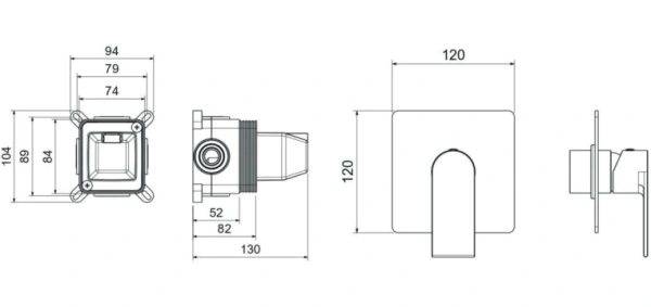Смеситель для ванны/душа Aquatek Лира настенный, однорычажный, встраиваемый, без излива, латунь, цвет хром