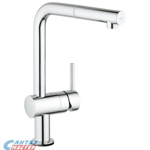 Смеситель для кухни/мойки Grohe Minta Touch однорычажный, керамический, с поворотным выдвижным L-изливом, длина 224 мм, латунь, цвет хром, кухонный, хромированный, вертикальный, однорукий, одноручный, однозахватный, одноручковые, кран, комплект