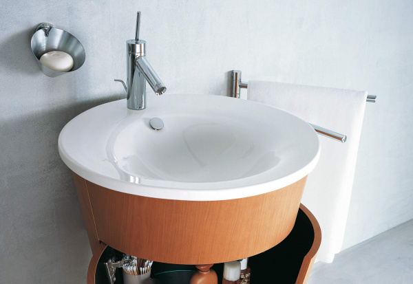 Раковина DURAVIT Starck 1 WonderGliss, 58х58х16,5 см, мебельная/встраиваемая сверху, круглая, санфарфор, цвет белый, 1 отверстие под смеситель, антигрязевое покрытие, слив/перелив