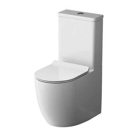 Унитаз компакт Am.Pm Like 875х630х360 мм цвет белый, напольный, горизонтальный (прямой) выпуск, безободковый, с сиденьем микролифт, дюропласт, подвод воды сверху универсальный (справа или слева).