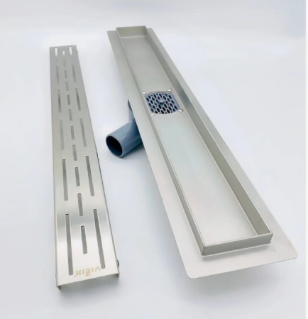 Душевой трап ViEiR 500 мм, поворотный 360°, линейный, с решеткой, цвет хром, для душа в полу, с сухим затвором, нержавеющая сталь, прямоугольный, душевой