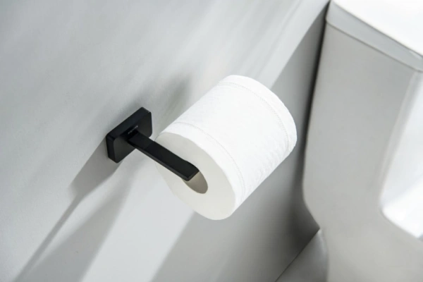 Держатель для туалетной бумаги Aquatek Либра без крышки, цвет матовый черный, настенный, латунь, форма квадратная, для туалета/ванной